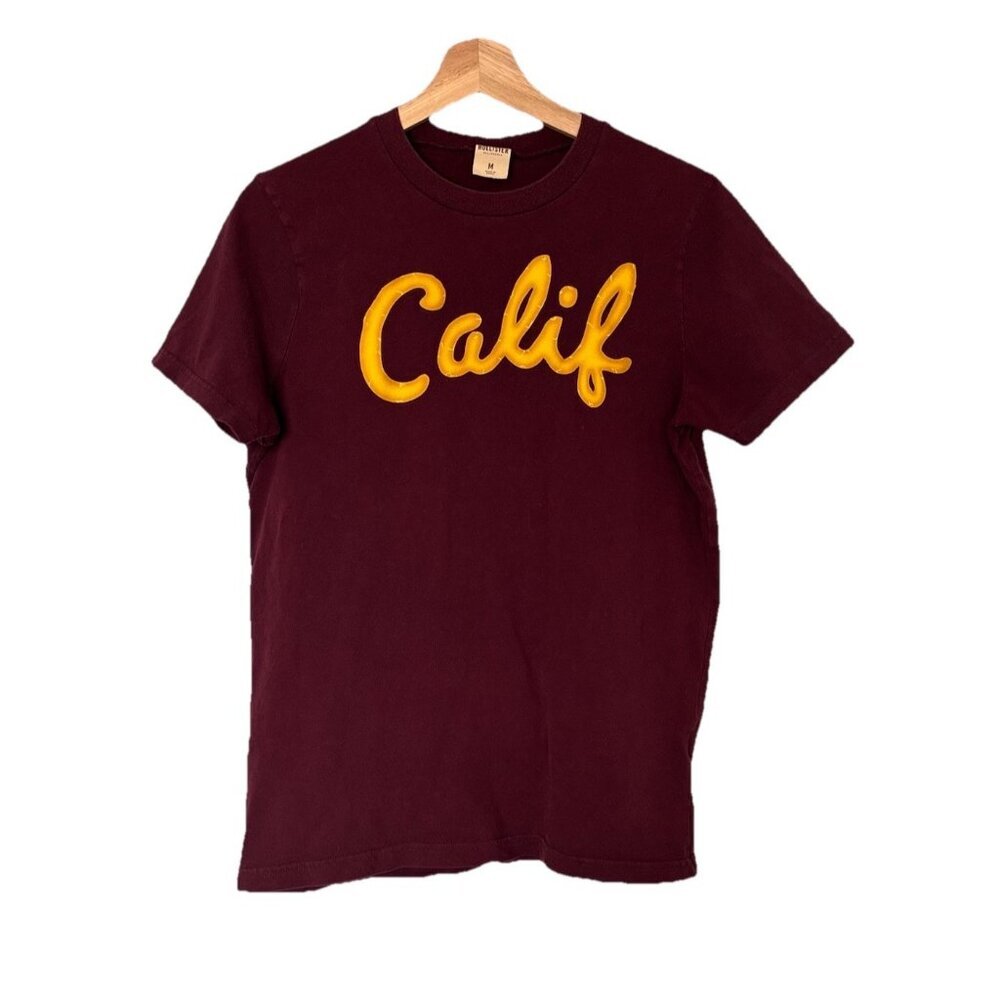Y2K Hollister California CALIF short Sleeve Shirt Mens SZ Medium Burgundy Grunge